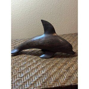 Vintage Carved Ironwood Dolphin Figurine Sculpture Art Decor